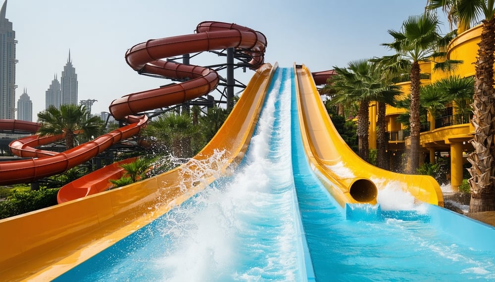 Exciting water slides at Aquaventure World Dubai Exciting water slides at Aquaventure World Dubai