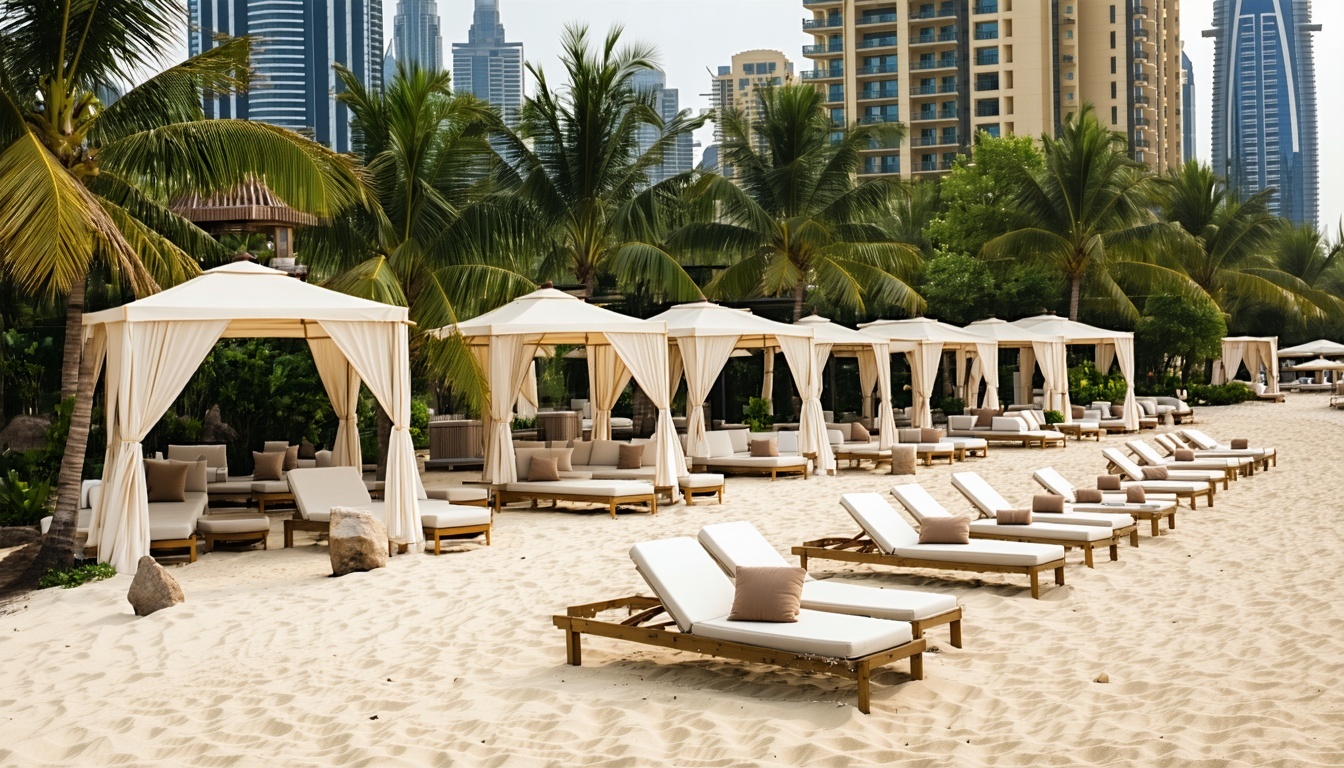 Relaxing at private cabanas and luxury beach at Aquaventure World Dubai
